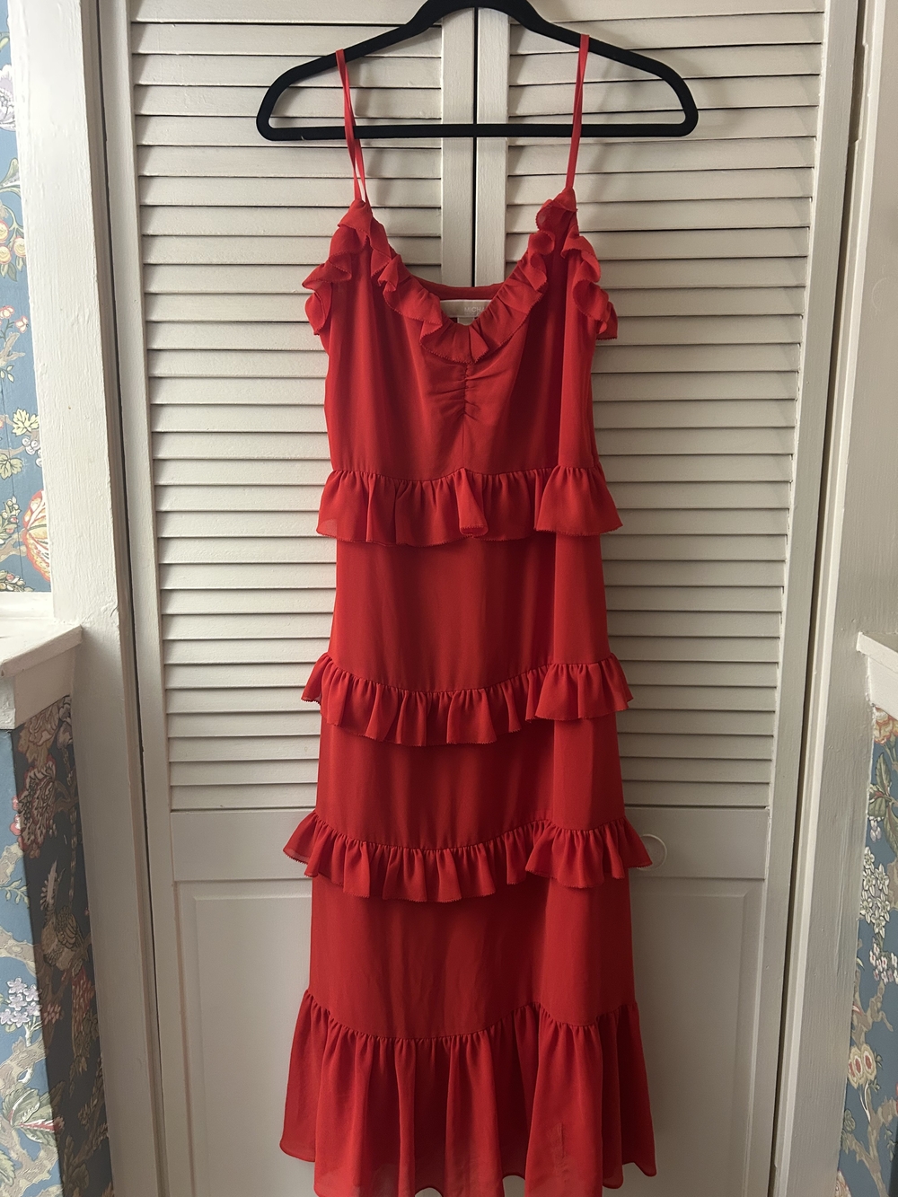 MICHAEL Michael Kors Red Ruffle Tiered Maxi Dress